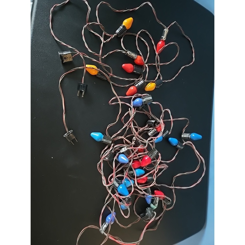 Vintage Antique Light Strands Christmas Lights Green/red Wire